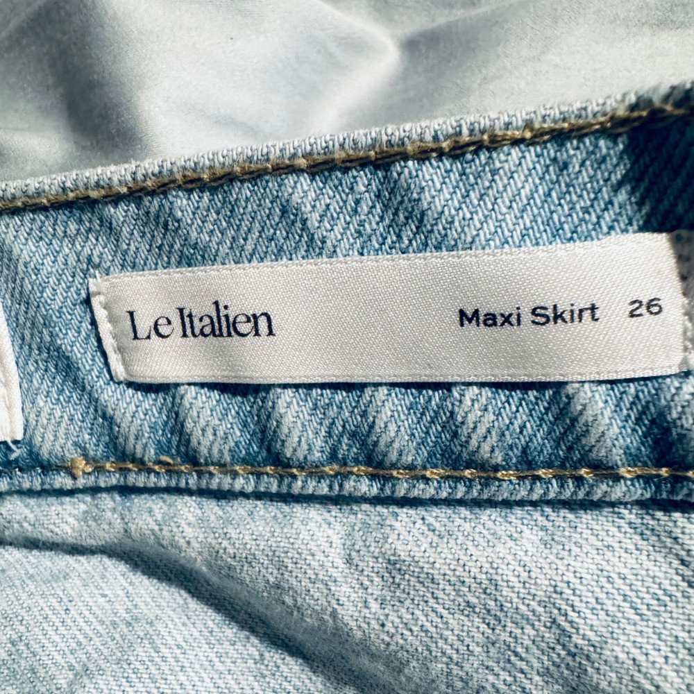 FRAME Le Italien Turin Denim Maxi Jean Skirt Light Wash Blue Made in Italy Sz 26 - Picture 5 of 12